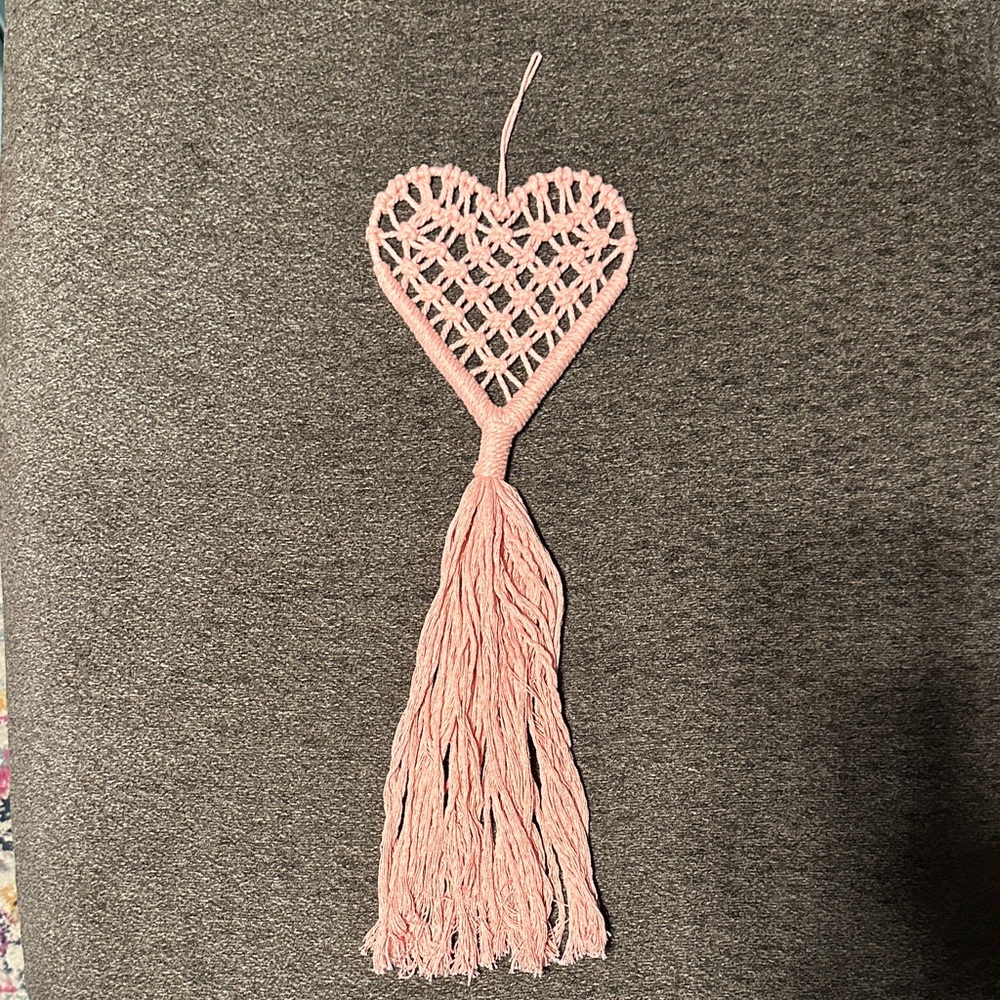 Hobby Lobby Pink Heart Macramé Wall Hanging
